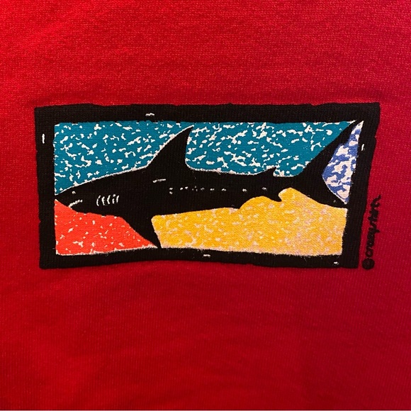 Vintage CRAZY SHIRTS Red Shark Graphic Sausalito Sweatshirt Size XL-Made in USA - Picture 4 of 6